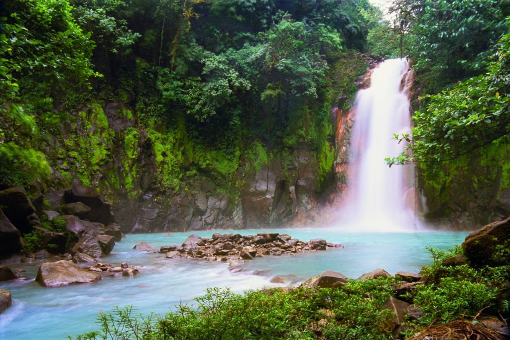 Waterfall in tropical rainforest